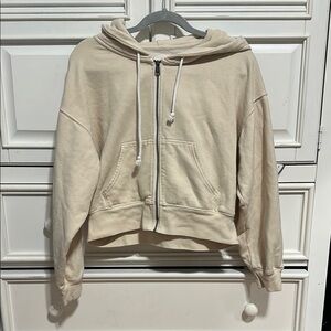 American Eagle Cream Zip-Up Hoodie